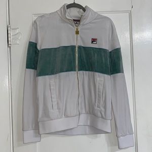 Green and White striped Velvet Fila Jacket!
